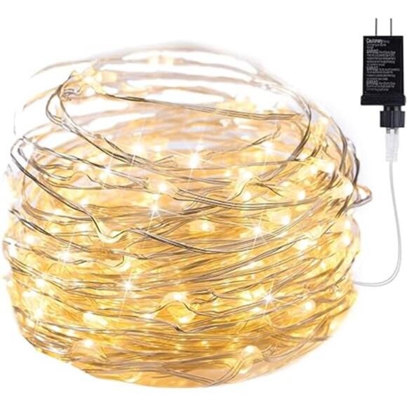 Fairy Lights Plug in, 33Ft 100 LEDs Waterproof Silver Wire Firefly Lights - Picture 8 of 8